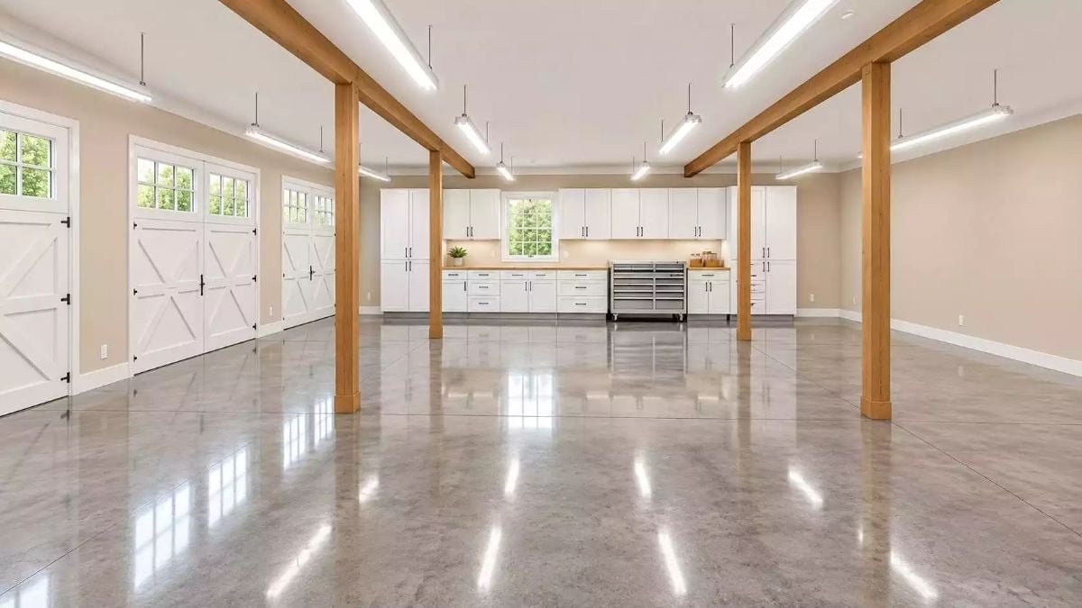 Polished Concrete and Exposed Timber in a Garage That Refuses to Be Ordinary