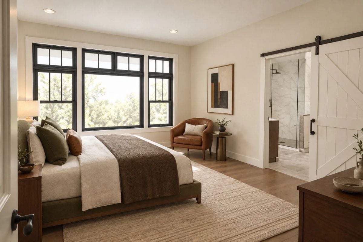 Barn Door to the Ensuite Is the Detail That Makes This Primary Suite Work
