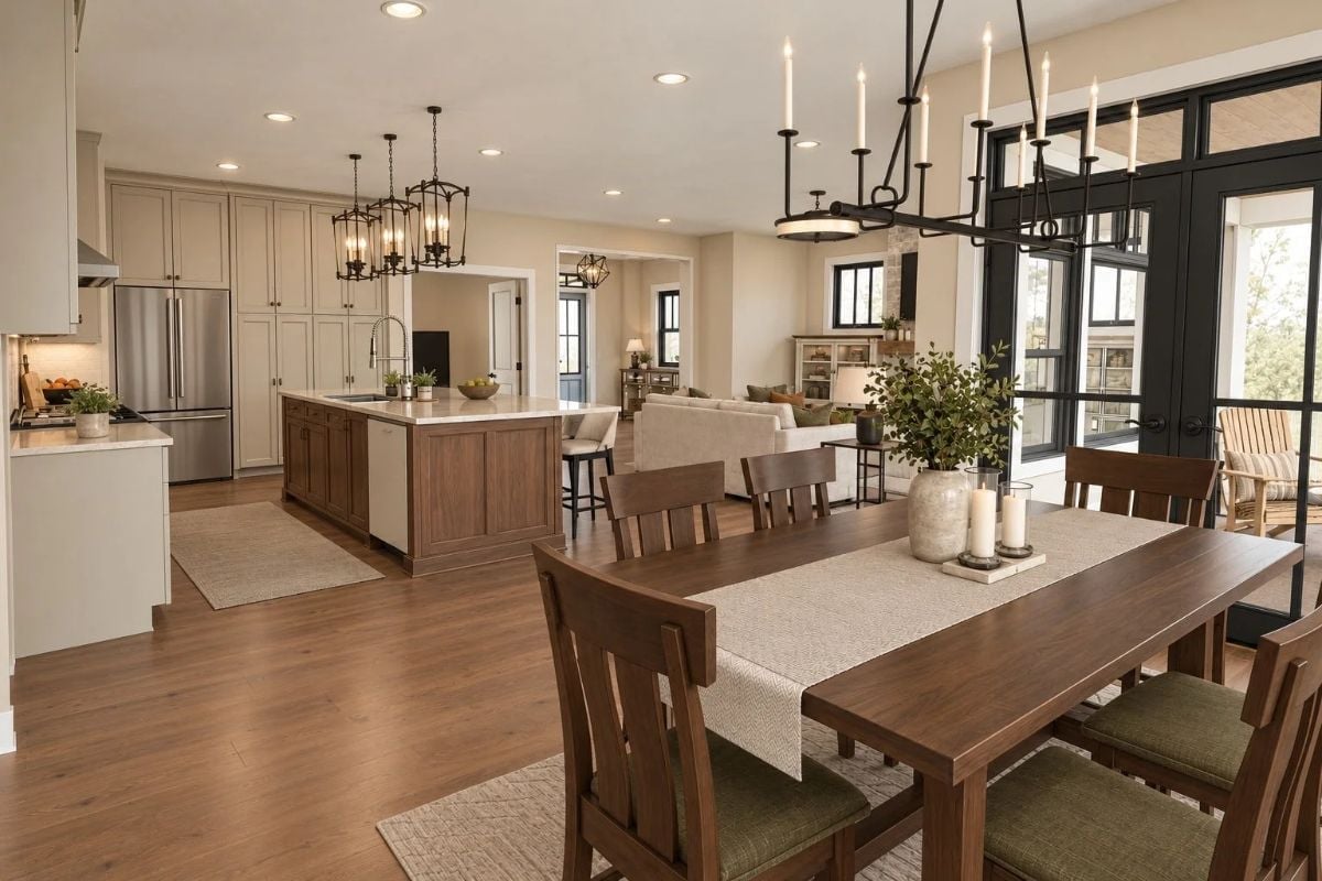 Open-Plan Living Where the Kitchen Island and Dining Table Actually Talk to Each Other