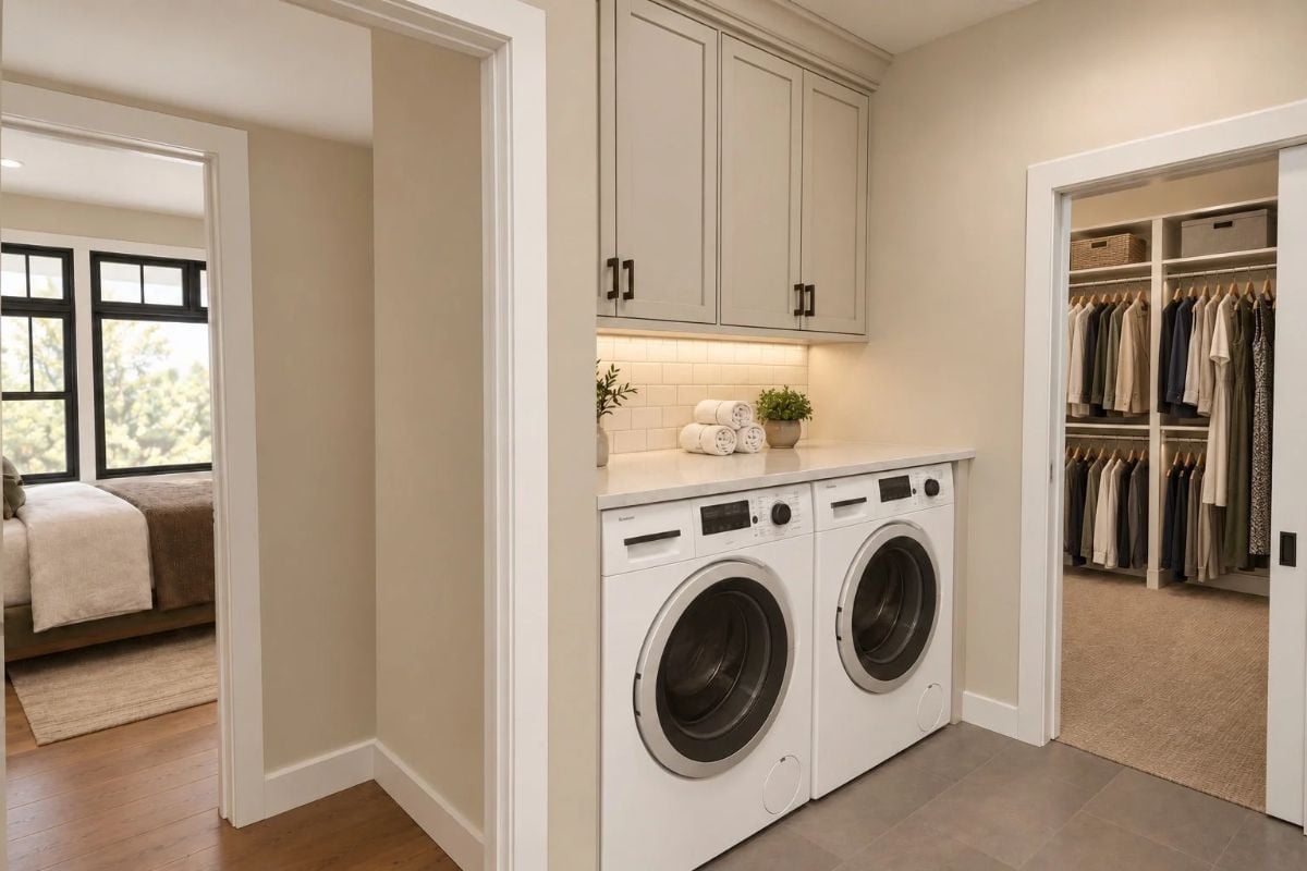 Washer and Dryer Positioned Right Where the Dirty Clothes Actually Are