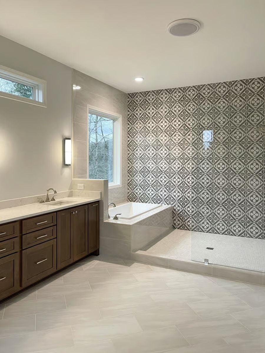 Patterned Tile Wall That Pulls the Whole Room Into Focus