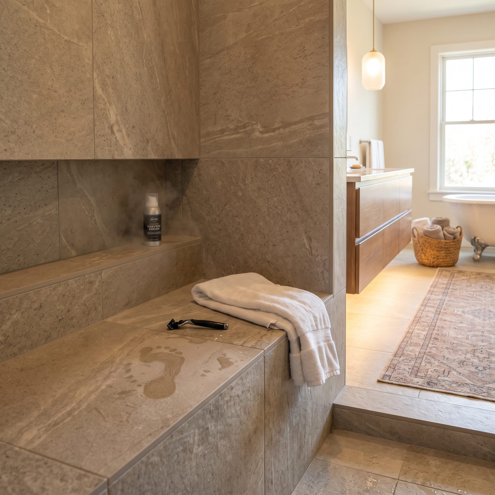 A Built-In Shower Bench