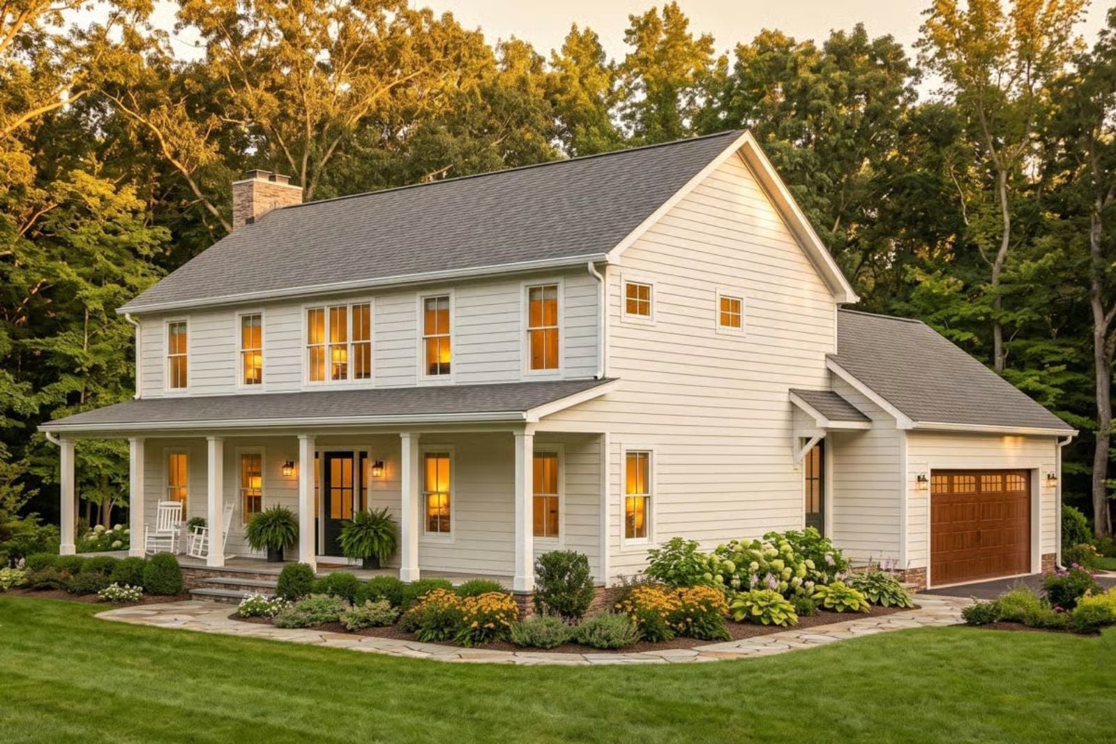 Buttercream Colonial 5-Bedroom Farmhouse with Covered Front Porch Designed for Families Who Believe in Big Tables, Long Dinners, and Loud Laughter (Floor Plan)