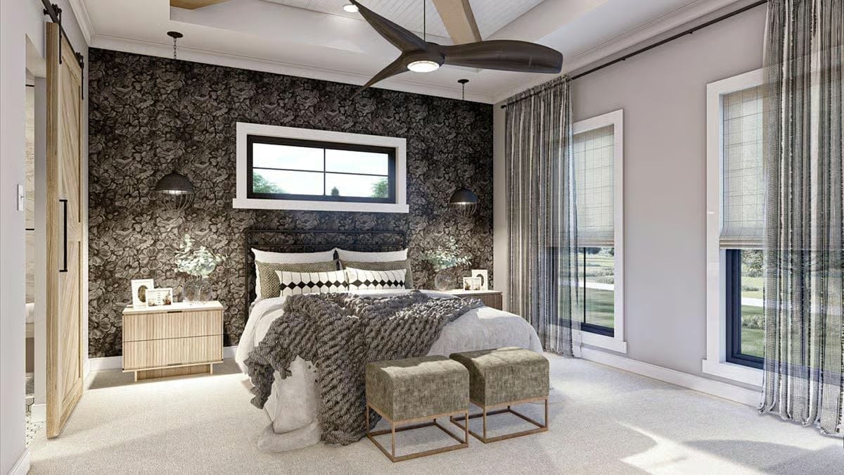 Dark Floral Wallpaper and a Chunky Knit Throw That Both Refuse to Be Subtle