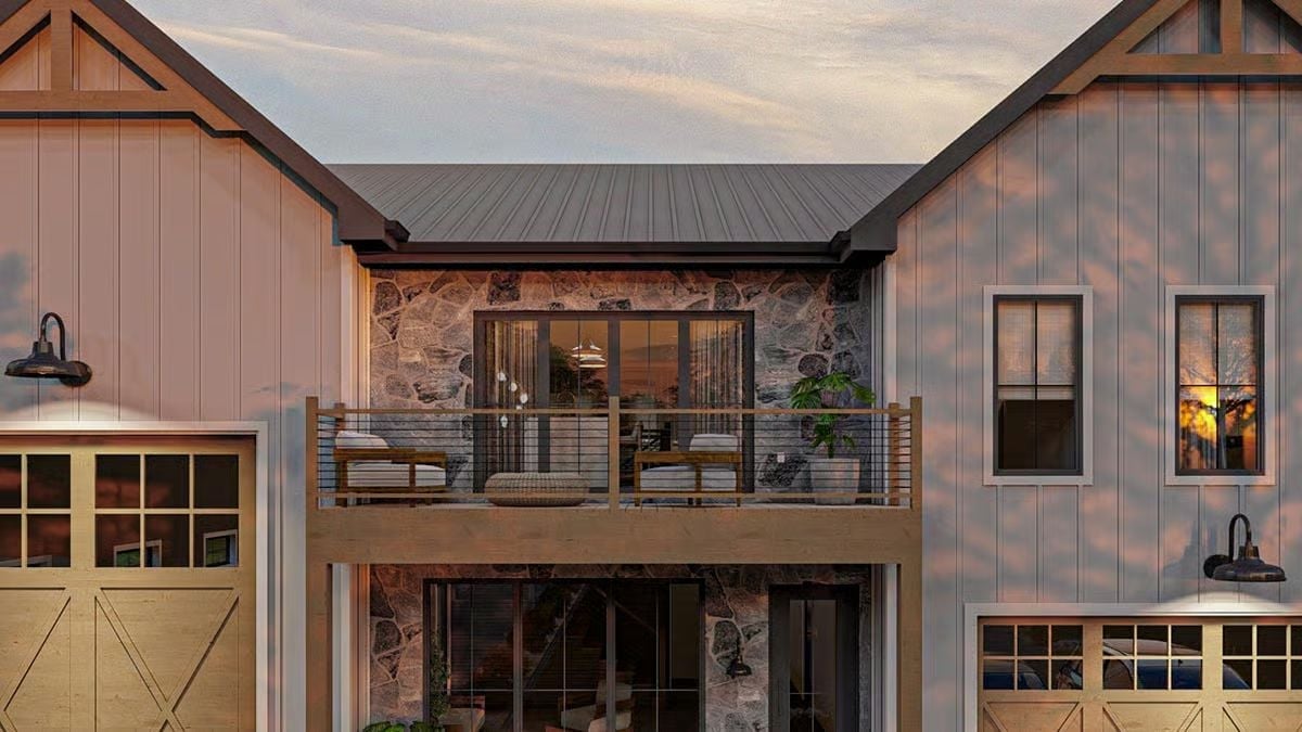 Stone Accent Wall, Cable Railing, and a Balcony Built for Two Who Actually Use It