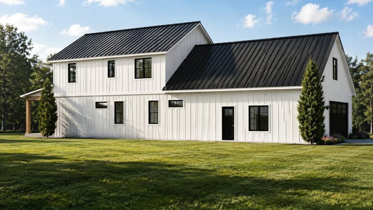White Board-and-Batten and Black Metal Roofing Done Right