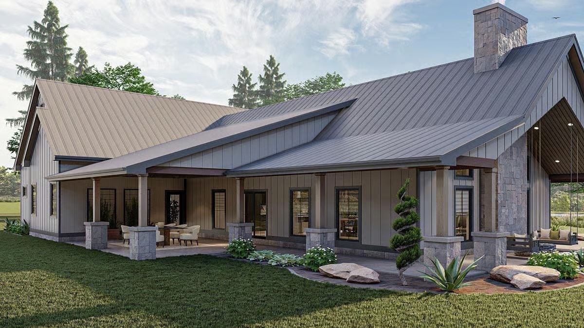 Stone Columns and a Metal Roof Built for Couples Who Linger Over Coffee