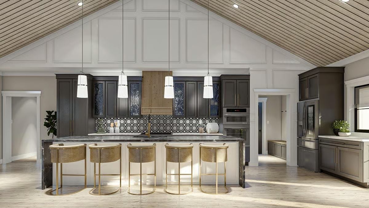 Vaulted Kitchen Built Around a Island That Actually Has Room to Work