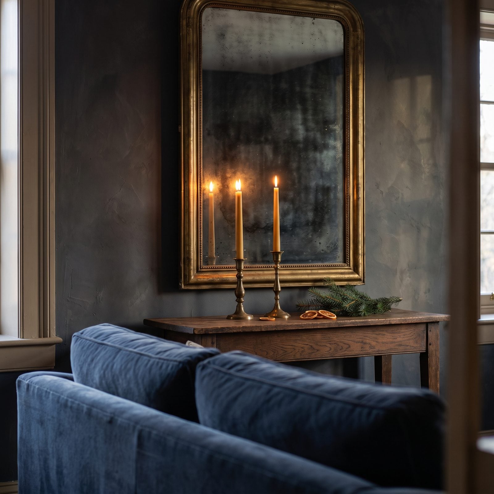 Candlelight Reflected in a Darkened Mirror