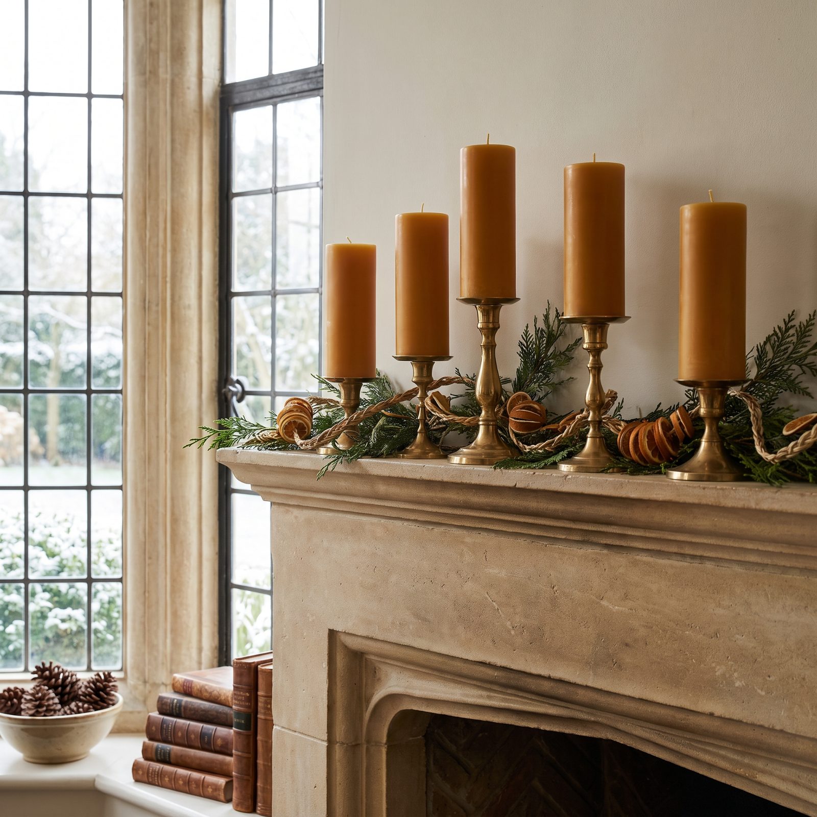 Candles Varied in Height but Unified in Color