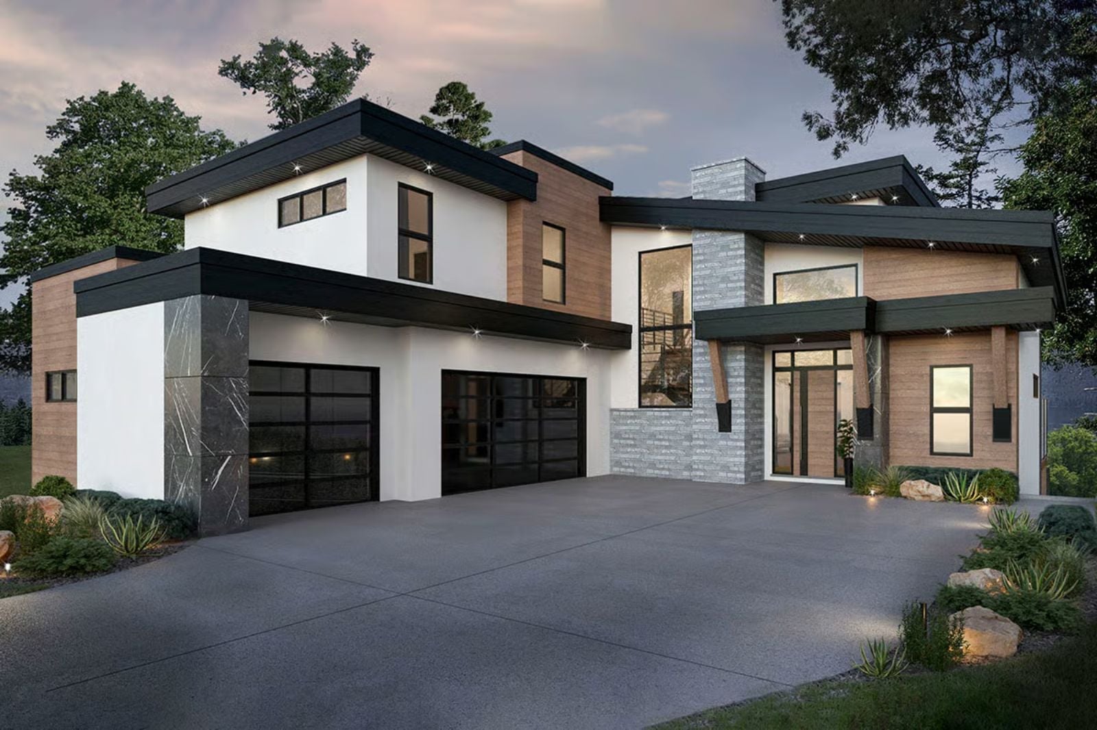Cantilever Crest 3-Bedroom Modern House Plan with Stacked Decks (3,345 Sq. Ft. Floor Plan)