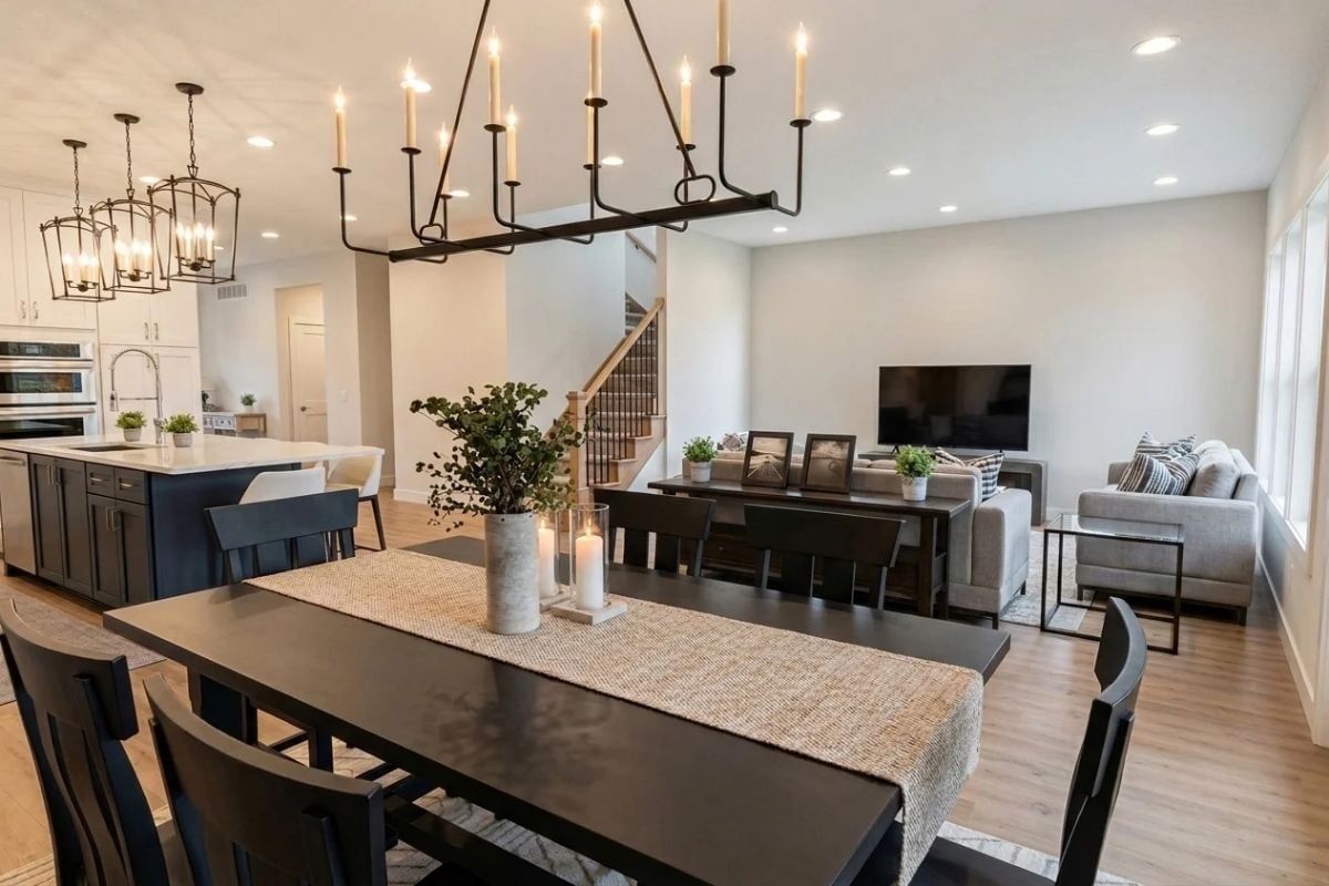 Candle-Style Chandeliers and an Open Plan That Actually Has Zones
