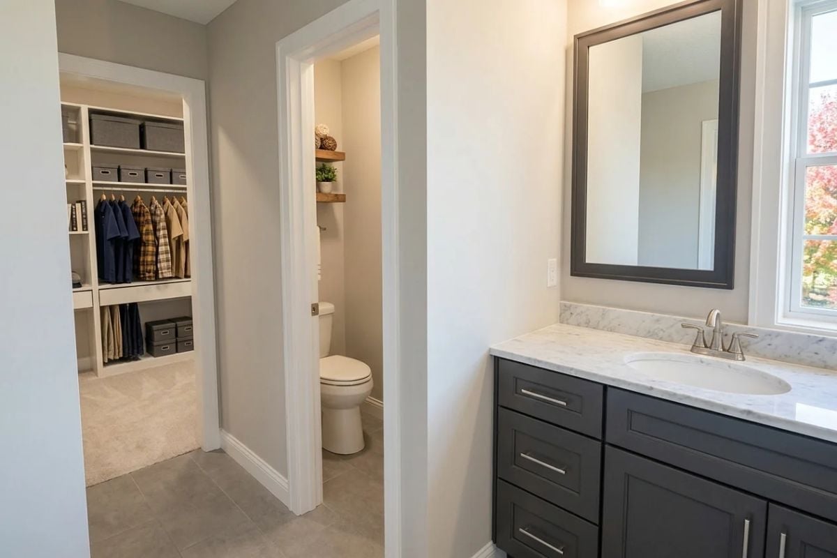 Marble Vanity, a Water Closet, and a Walk-In Closet That Finally Has Its Own Wall