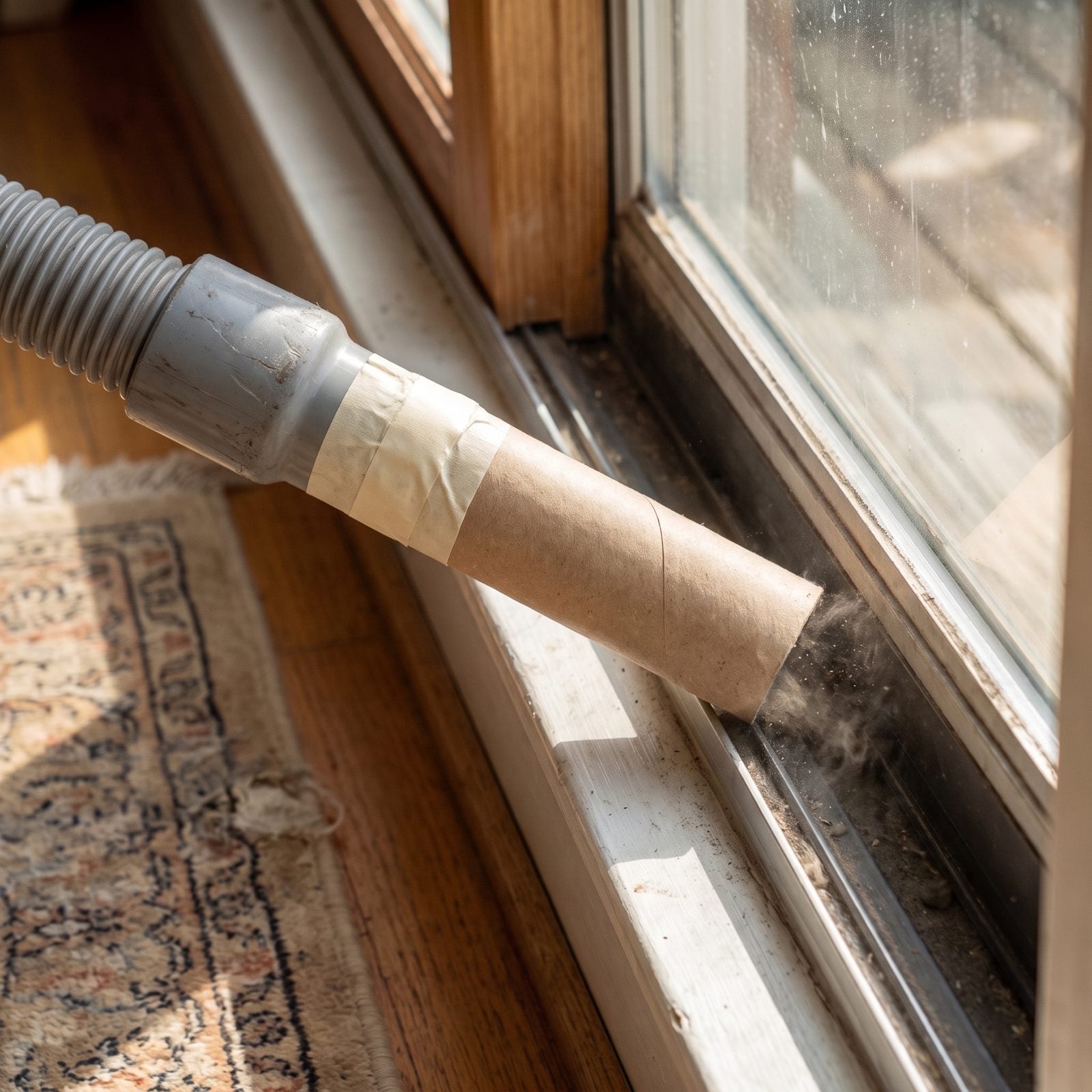A Cardboard Tube Turns Your Vacuum Hose Into a Flexible Crevice Tool