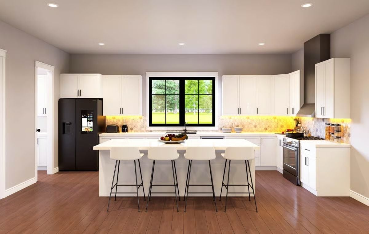 Four Bar Stools, One Island, Zero Wasted Square Footage