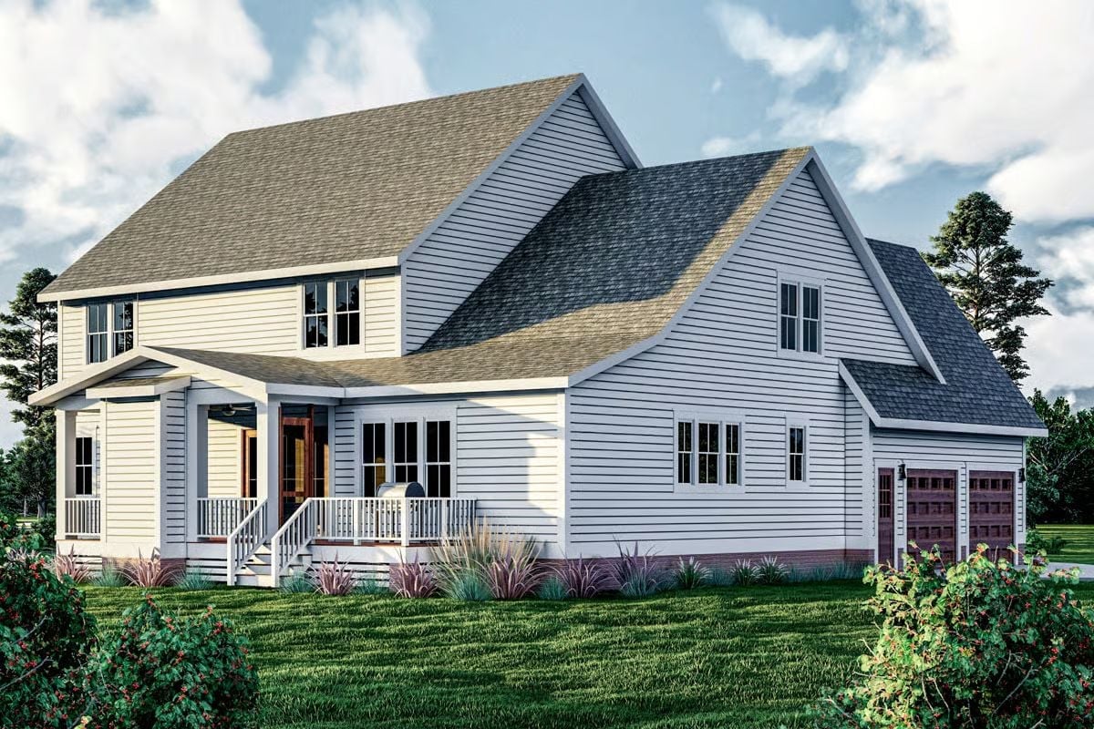 Cream Siding and a Covered Porch That Actually Earns Its Keep