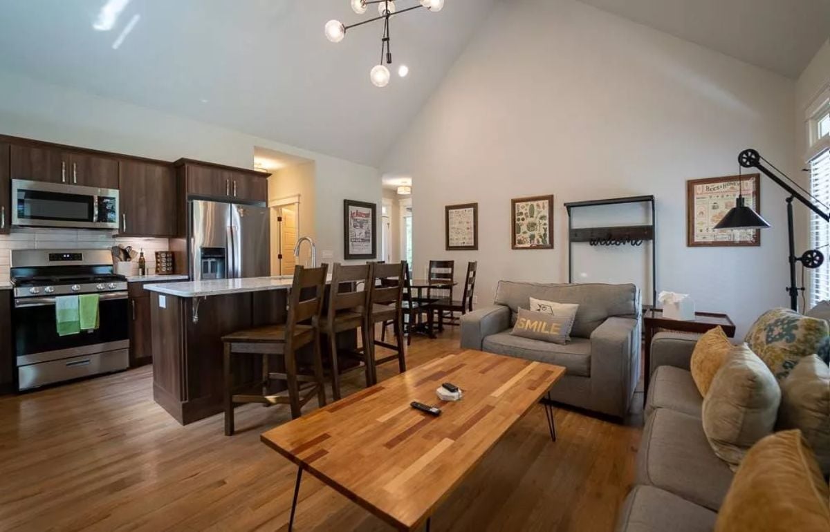 Butcher Block Coffee Table in a Kitchen-Forward Open Plan That Actually Works