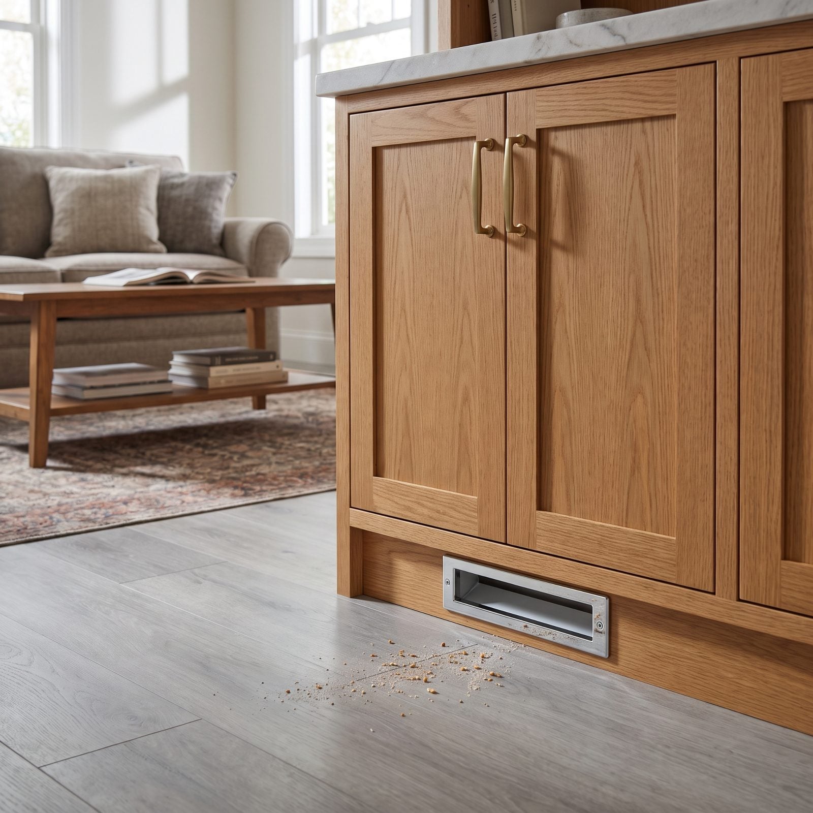 The Central Vacuum Toe-Kick Inlet Hiding Under the Cabinets