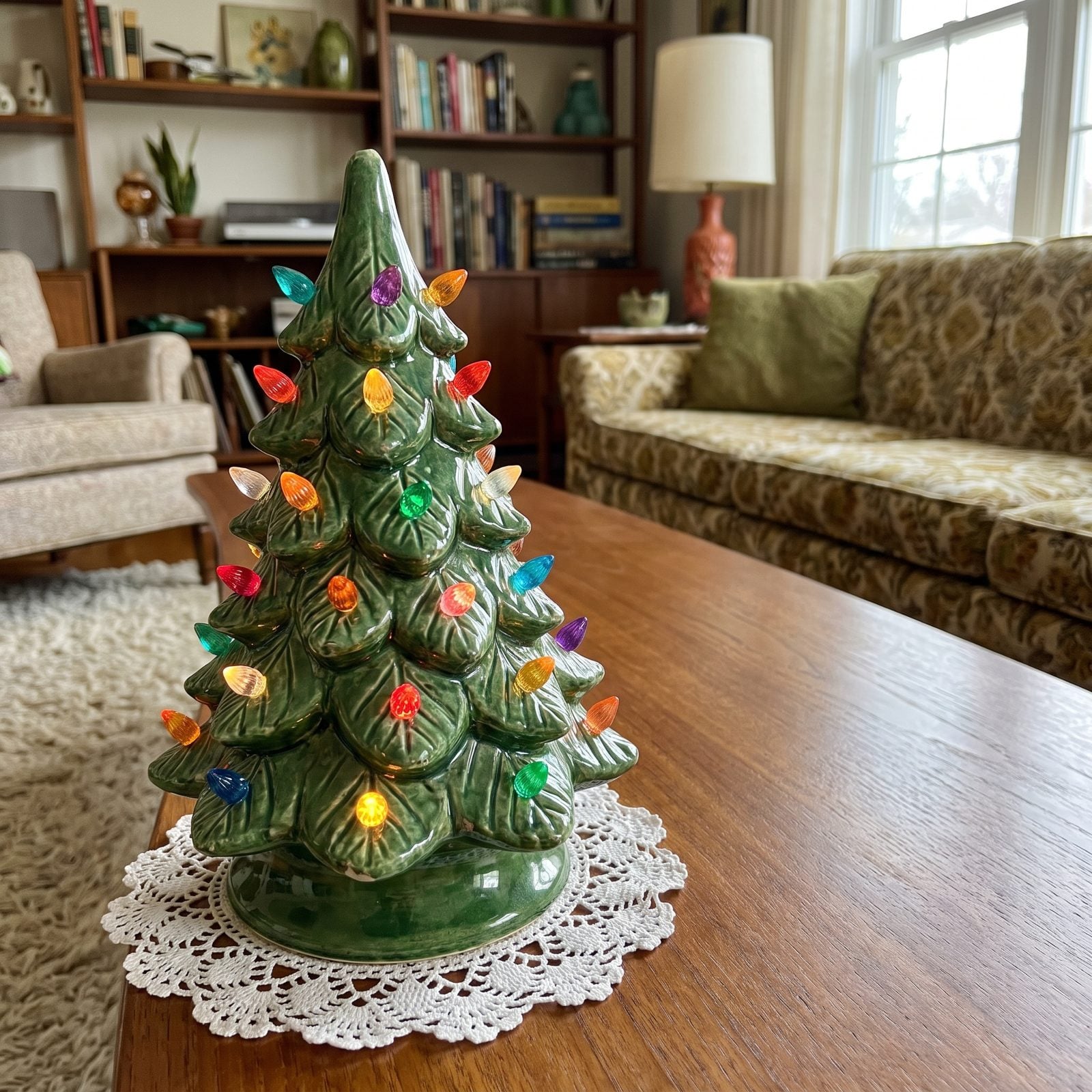 The Ceramic Christmas Tree With Plastic Bulb Lights