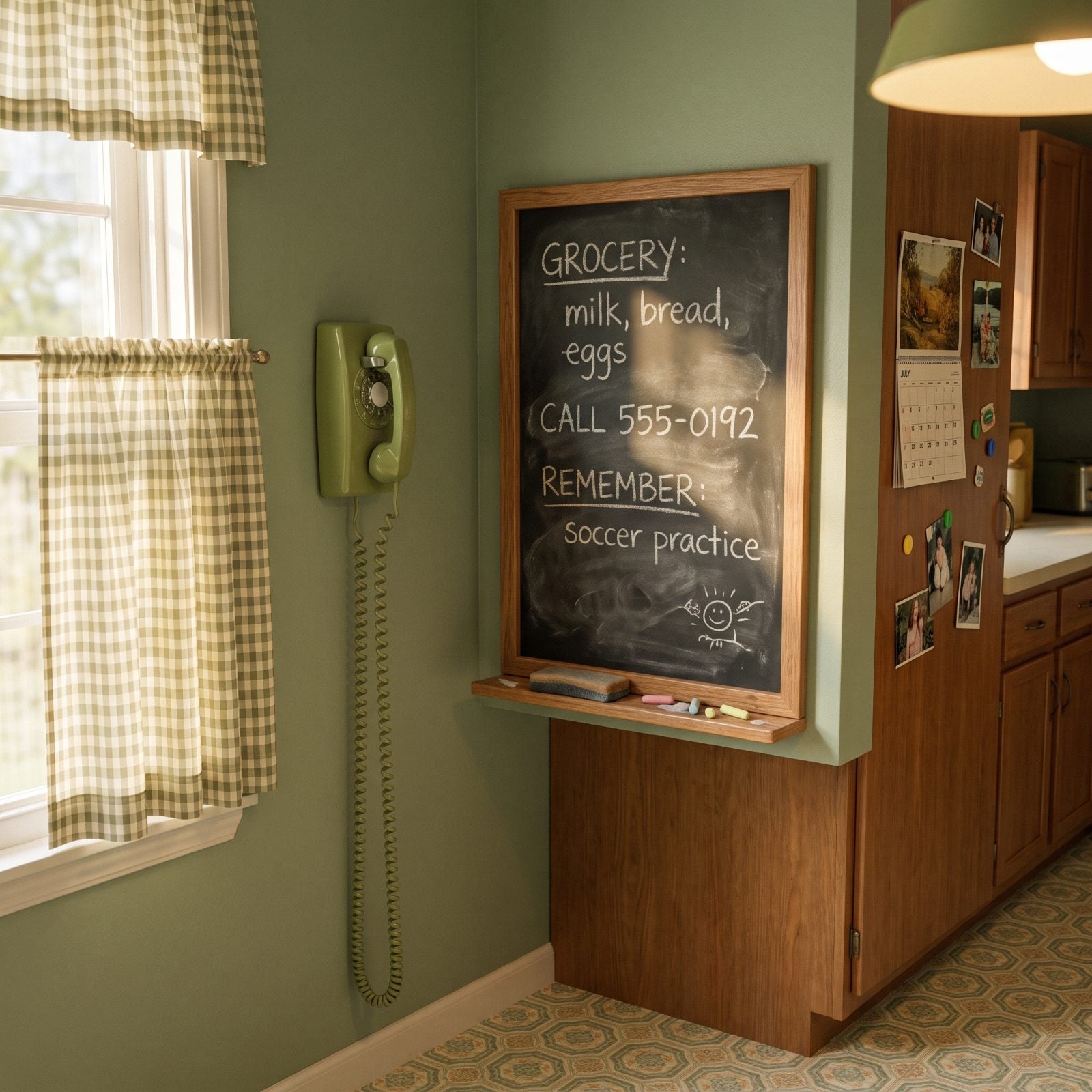 The Chalkboard by the Phone Covered in Family Notes