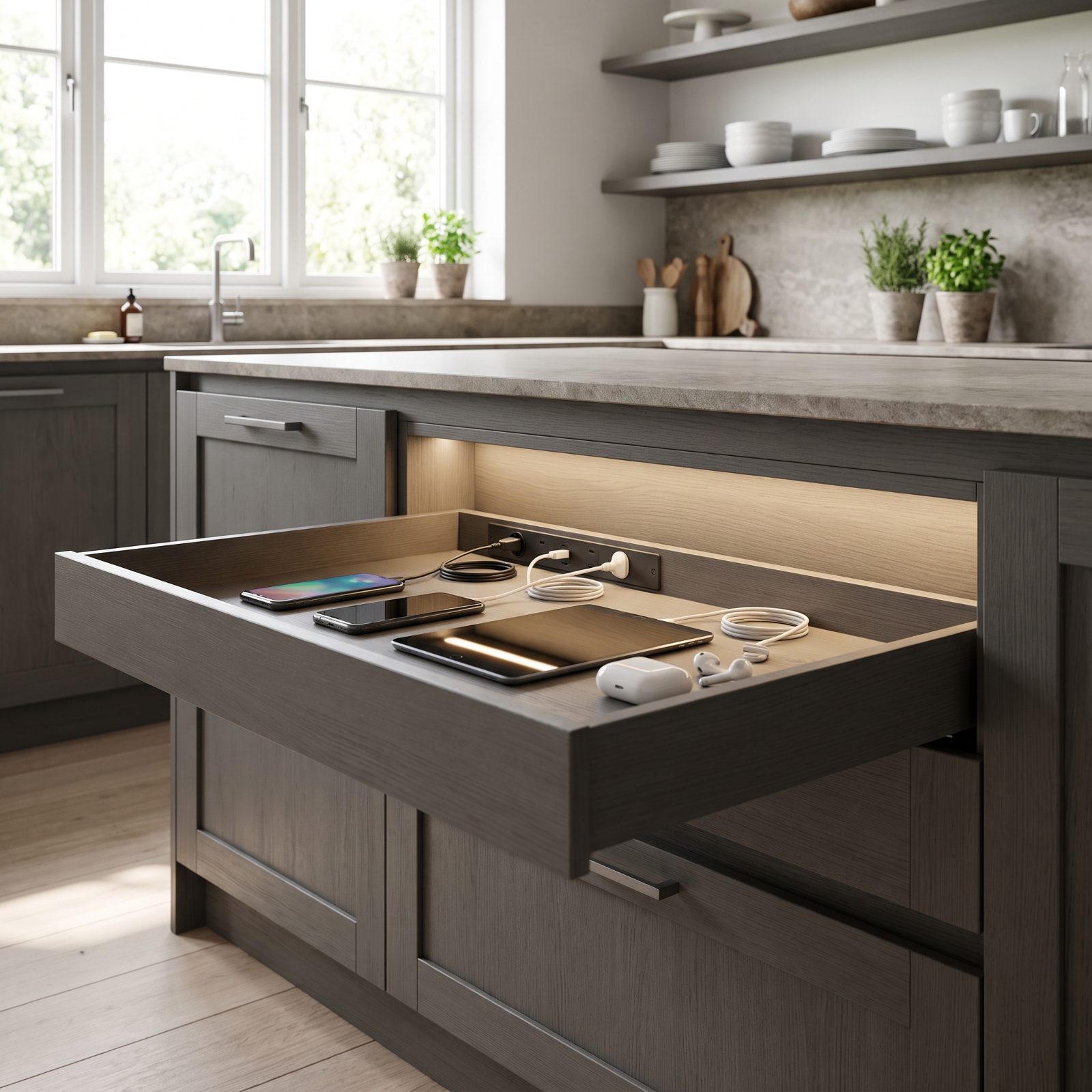 A Charging Drawer With Concealed Outlets