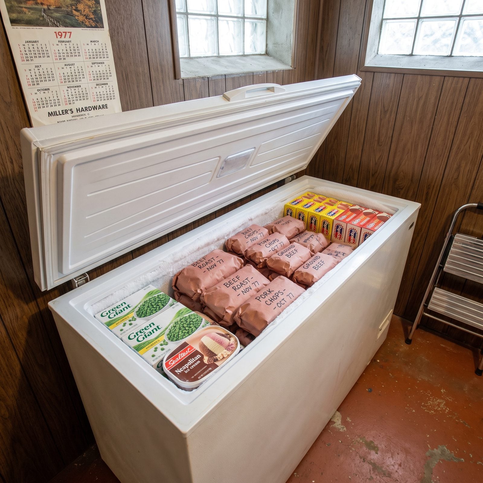 The Chest Freezer Stocked With Bulk Meat and Frozen Treats