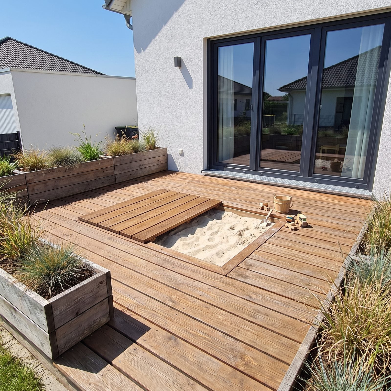 Children's Sandpit With a Deck Cover