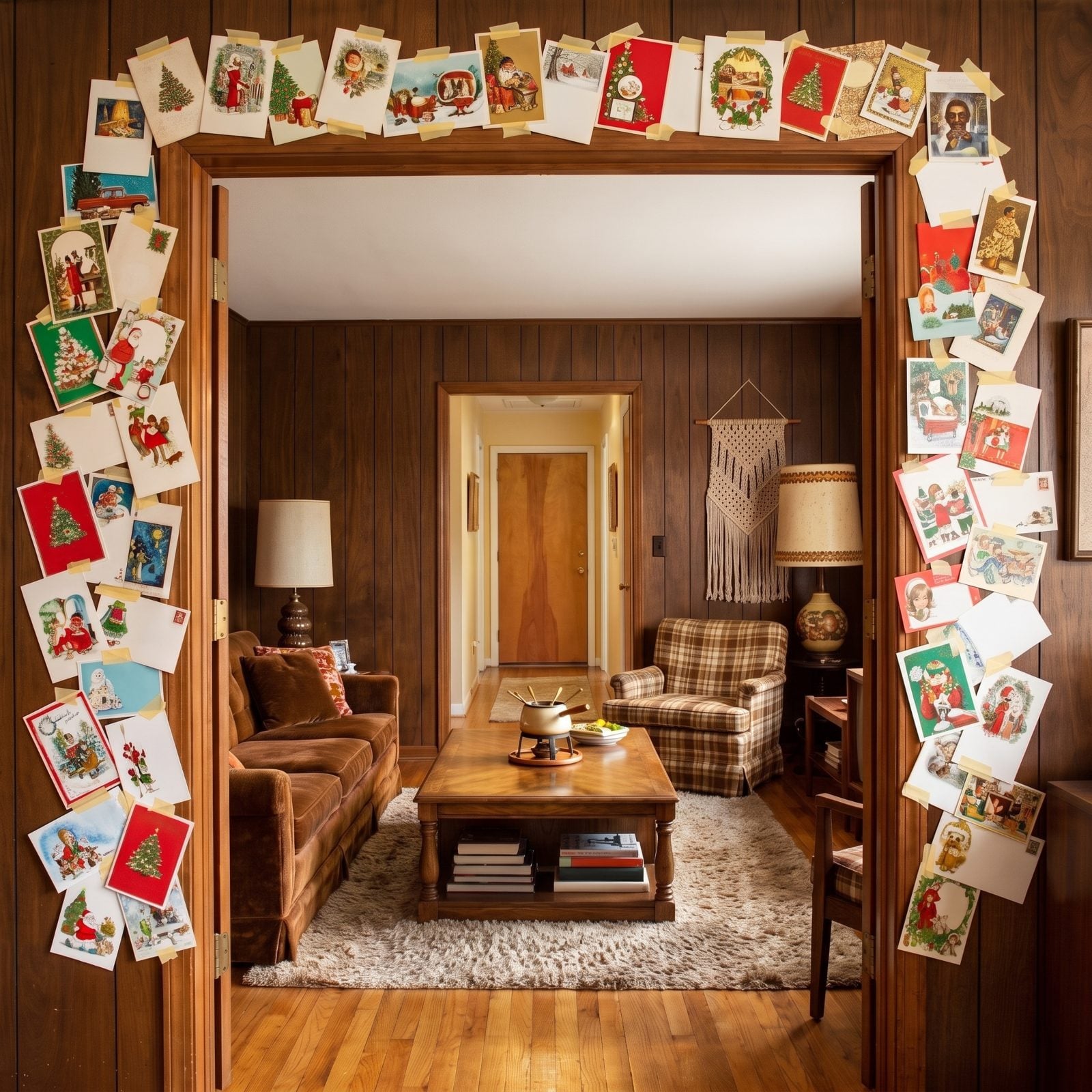 Christmas Cards Taped Around the Doorframe