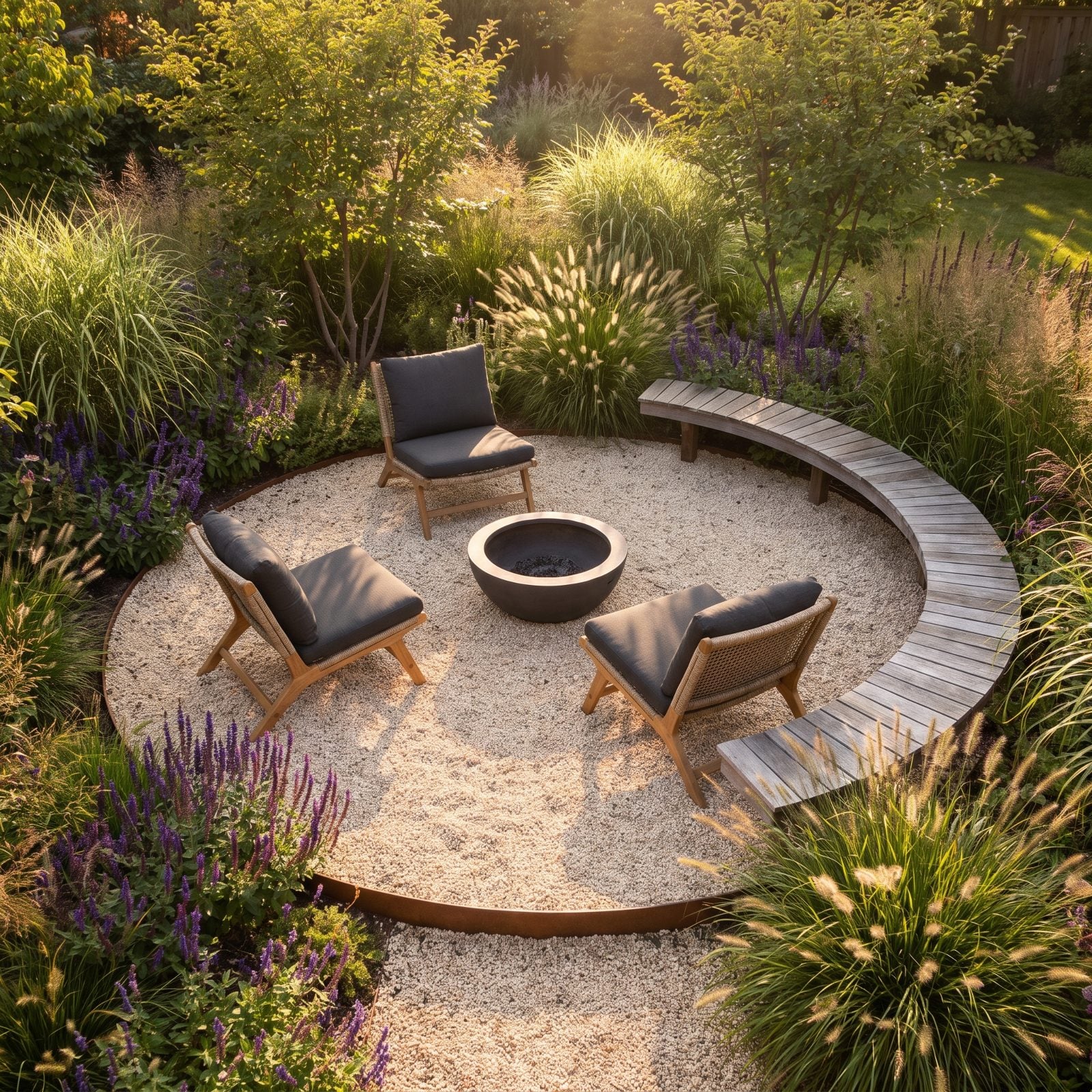 Circular Gravel Conversation Patio