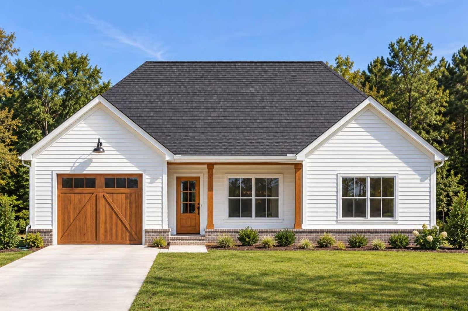 Clapboard Twin Gable 3-Bedroom Country Farmhouse with Dual Porches Designed for Homeowners Who Believe in Front Porches and Friendly Neighbors (Floor Plan)