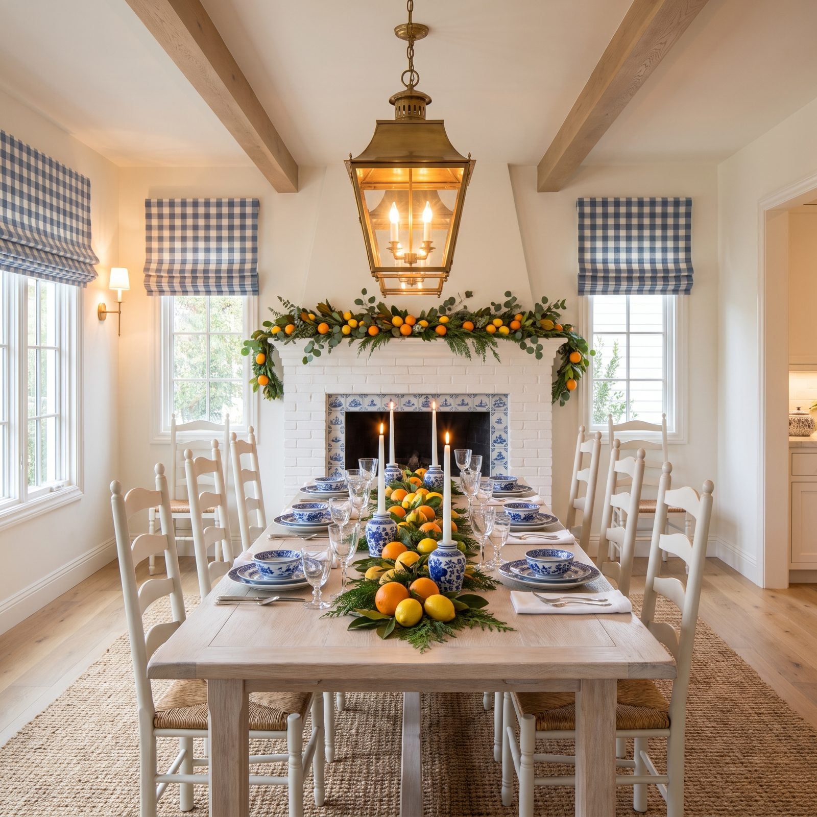 Classic Blue-and-White, Warmed Up with Citrus Garlands