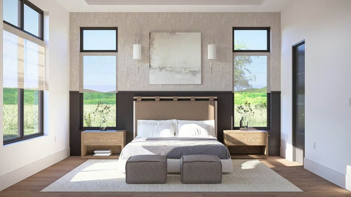 Warm Wood, Tall Walls, and a View That Competes With the Art