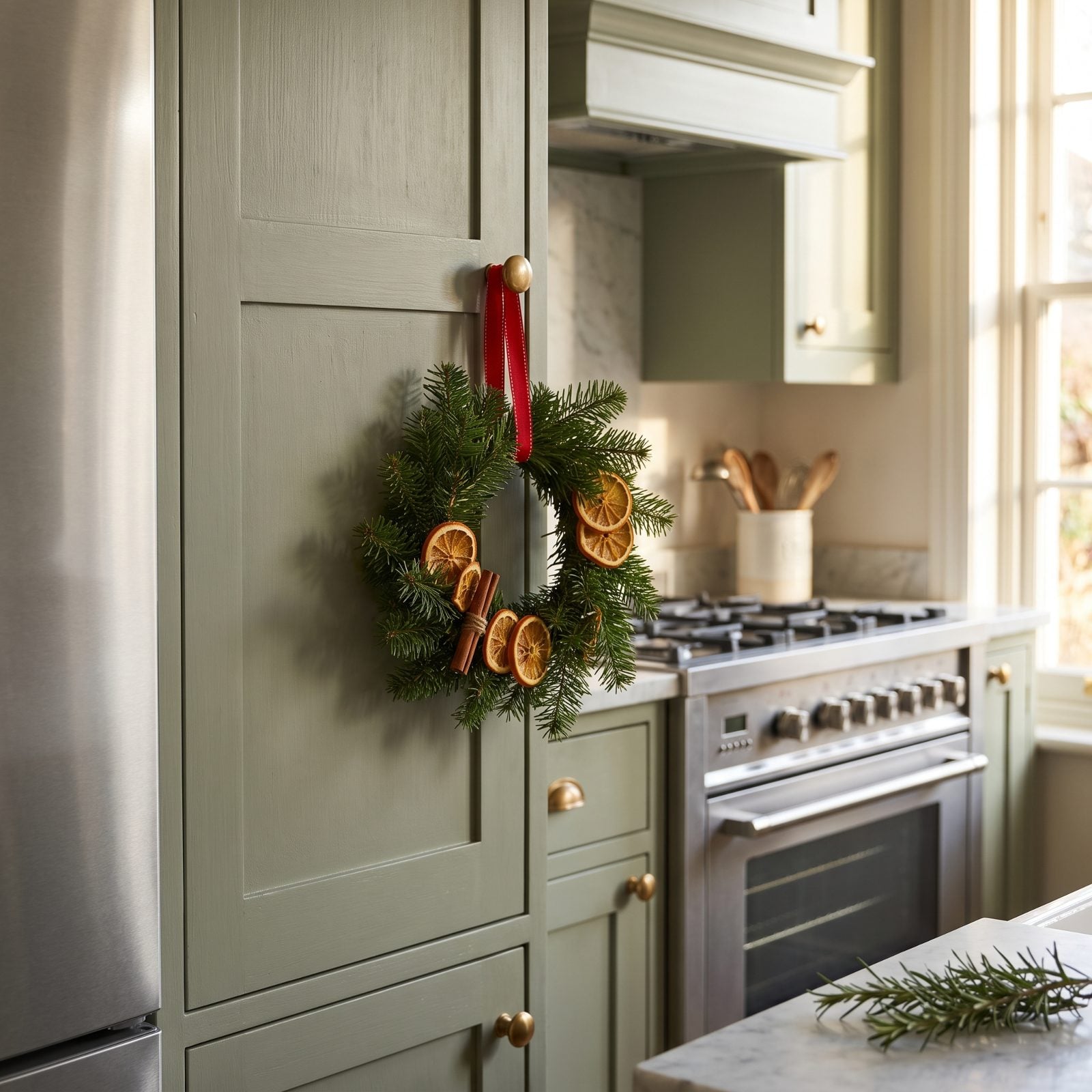 Clip Tiny Wreaths to Your Kitchen Cabinet Doors