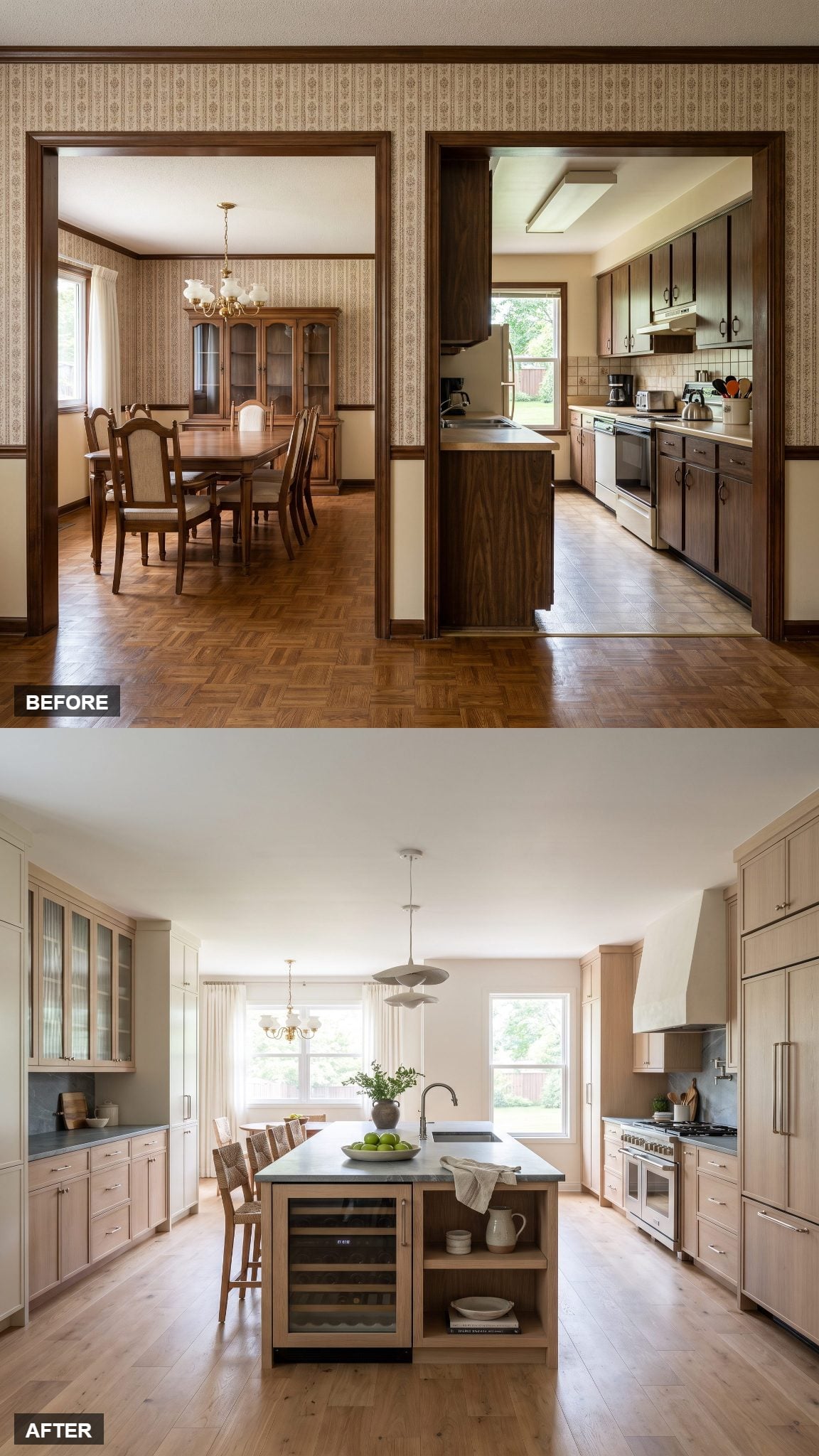 Coastal Kitchen in White Oak and Blue-Gray Quartzite