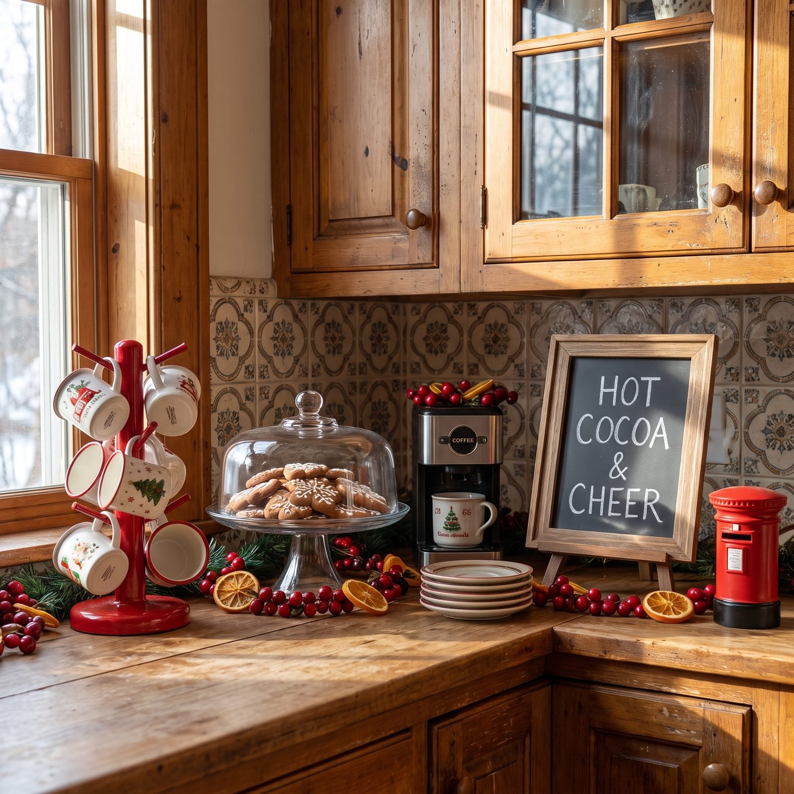 A Coffee Station Dressed as a Tiny Holiday Café