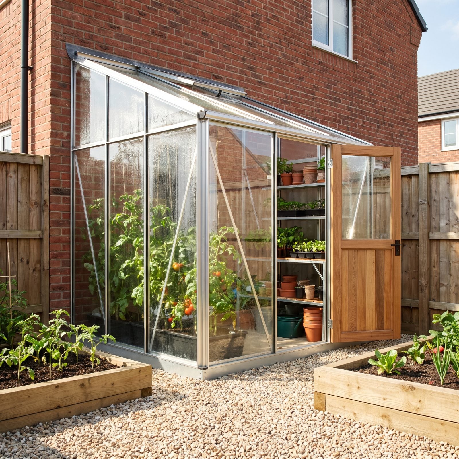 Compact Greenhouse Against a Wall