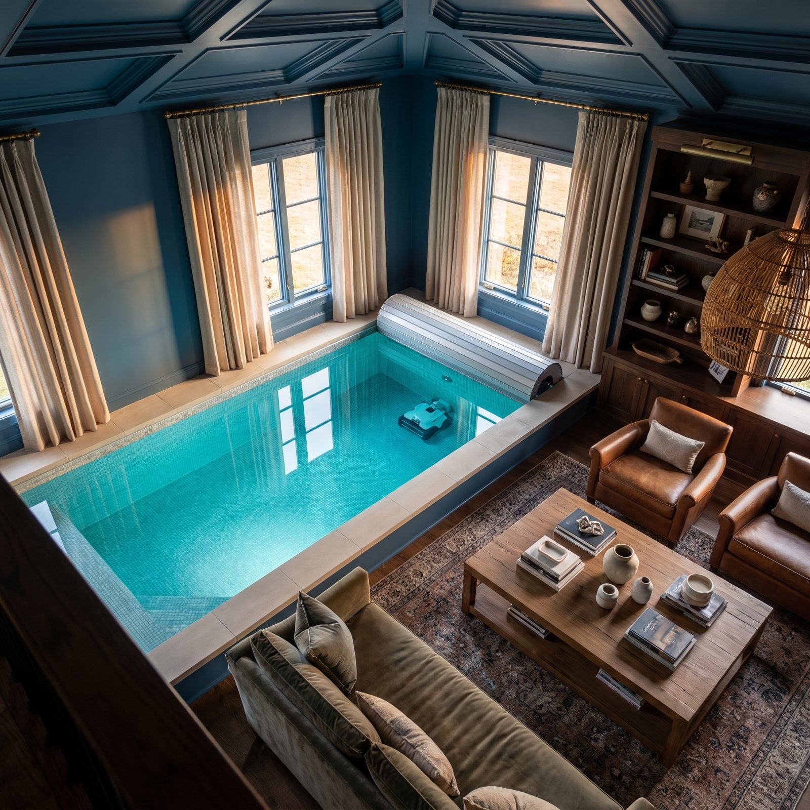 Compact Pools With Automatic Covers and Robotic Cleaners
