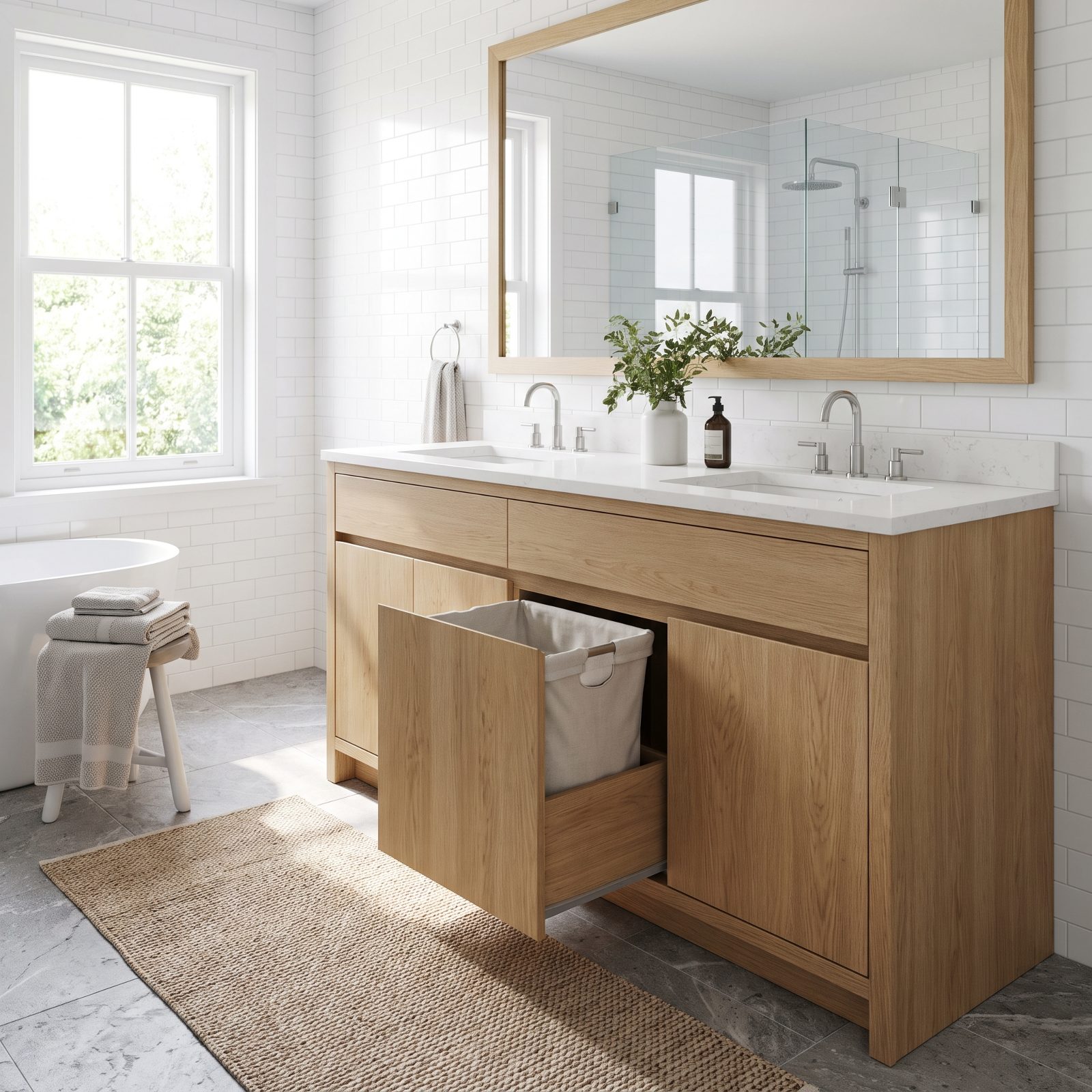A Concealed Laundry Hamper That Vanishes Into the Cabinetry