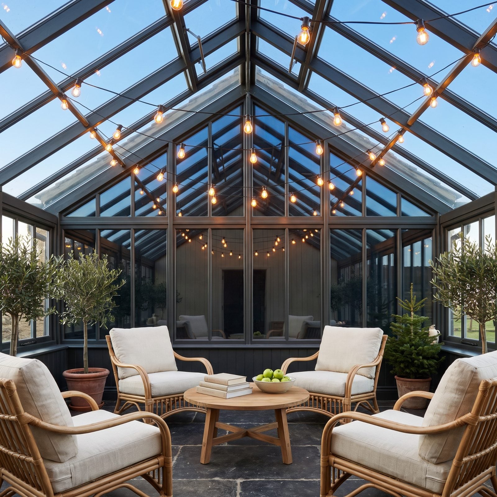 A Conservatory Ceiling Crossed with Café Lights