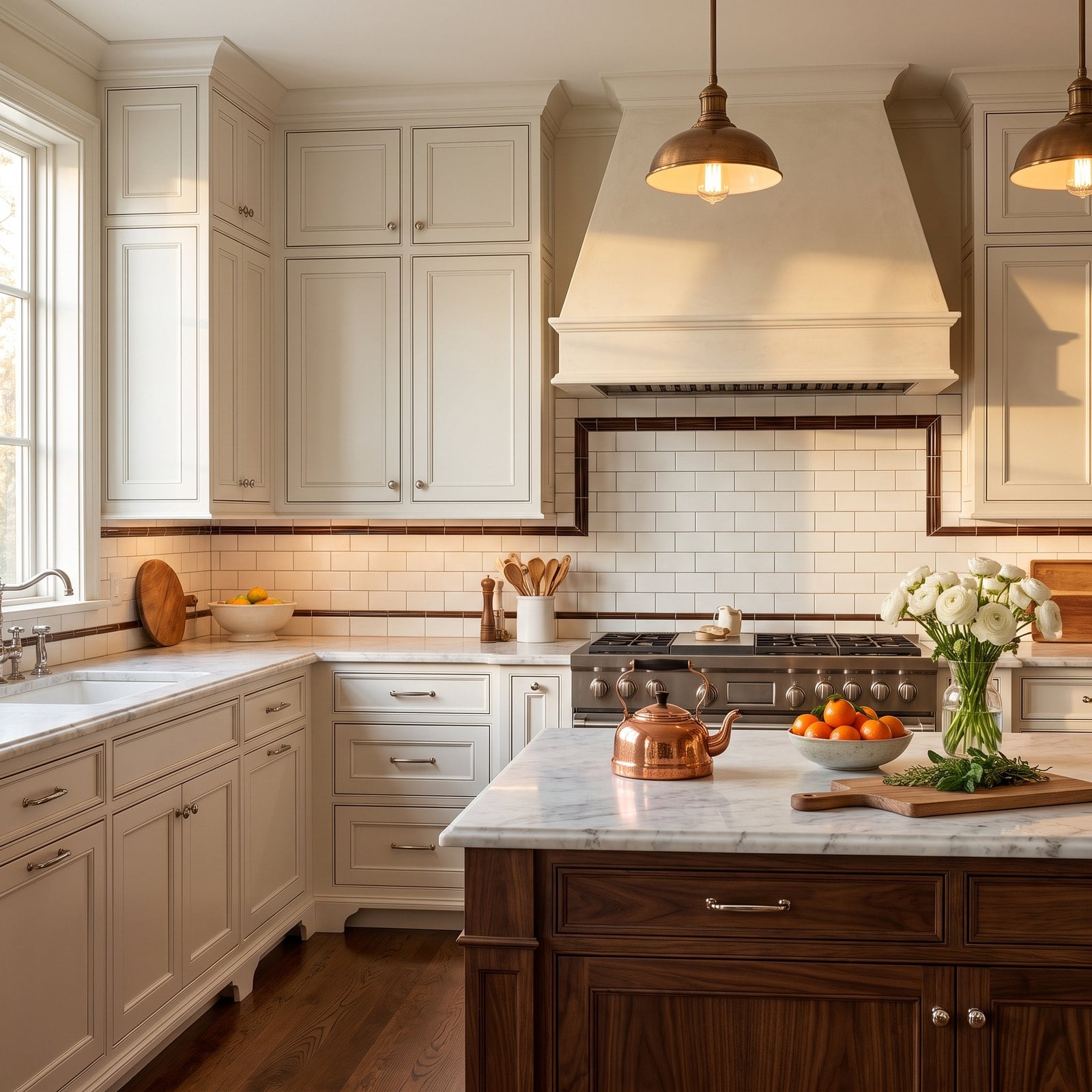 Contrasting Bullnose Trim Outlining the Tile Like a Picture Frame