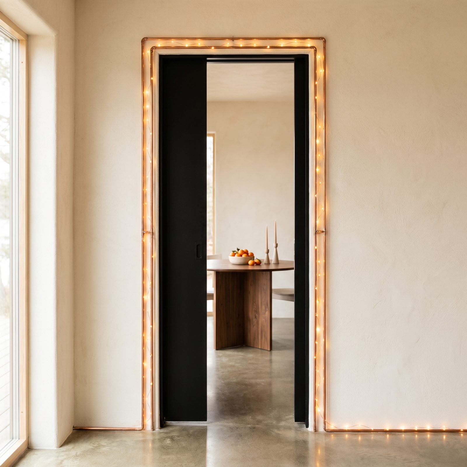 Copper Tubing Bent Into a Minimalist Lighted Outline
