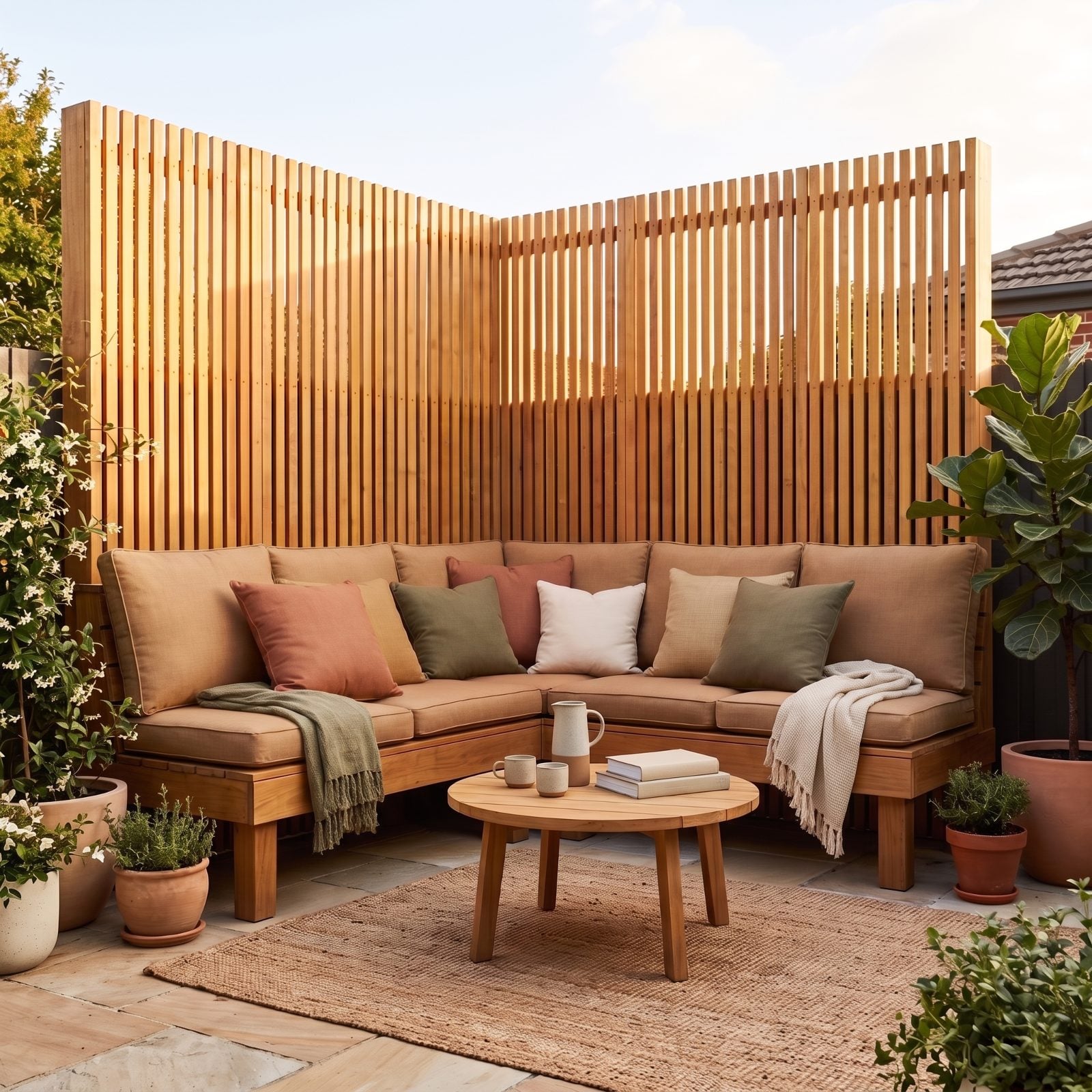 A Corner Banquette With a Tall Back Screen