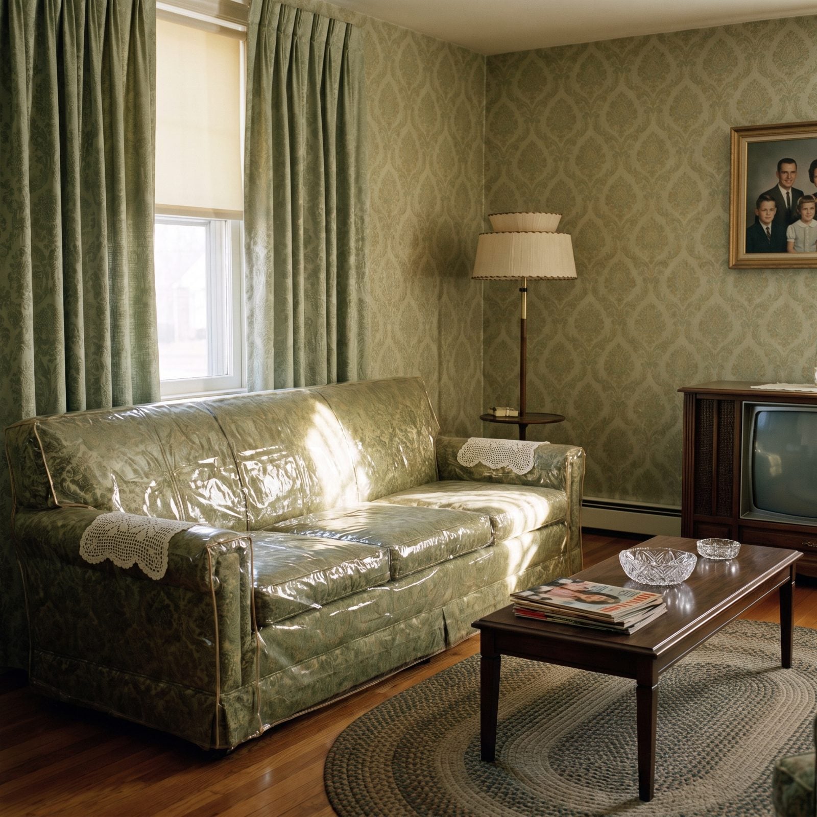 The Couch Wore a Second Skin of Clear Plastic