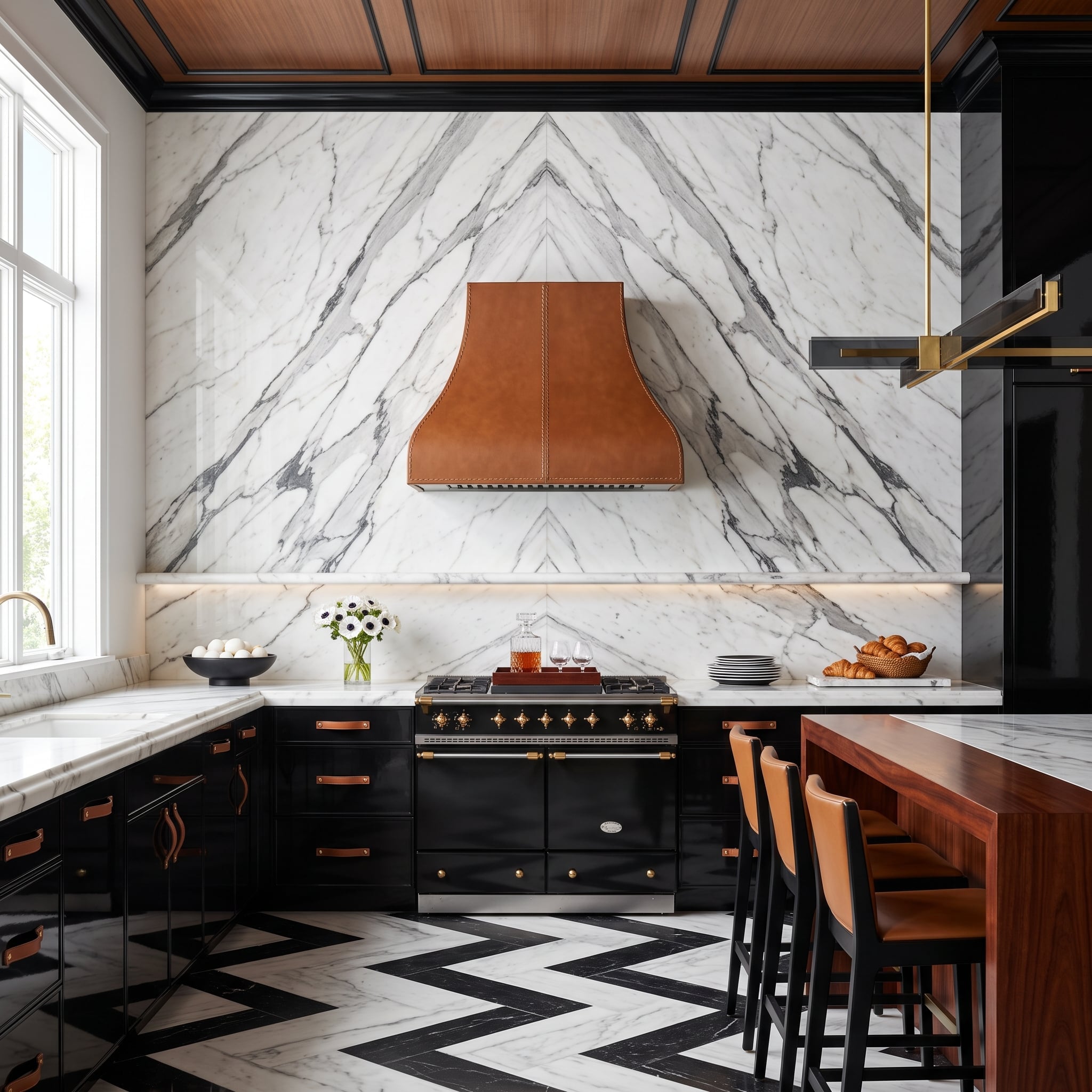 Leather-Wrapped Hood, Marble Bookmatched to the Ceiling — Zero Visual Apology