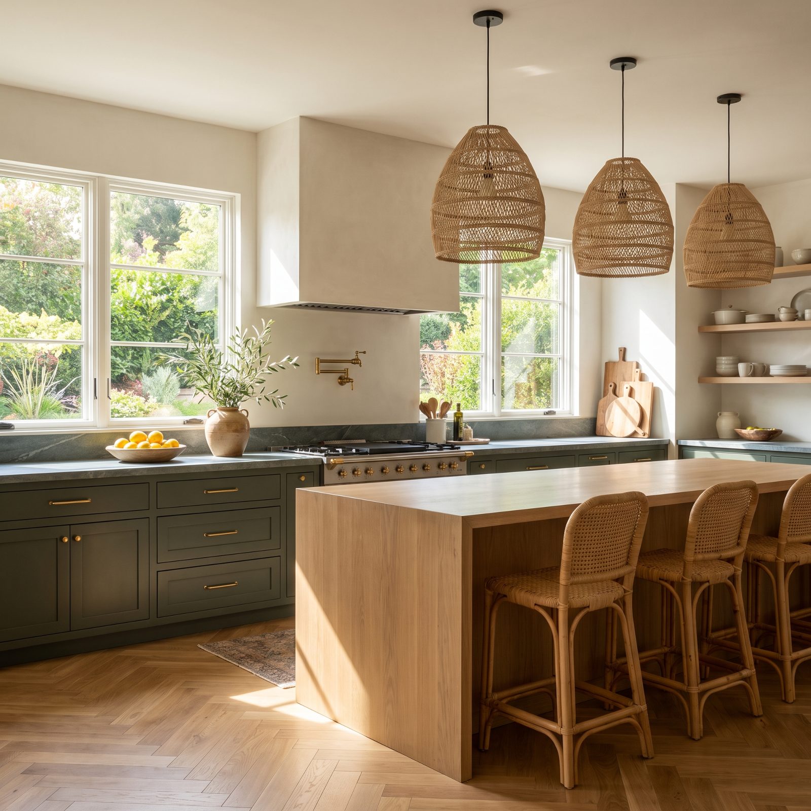 Counter-Height Windows That Trade Upper Cabinets for Light