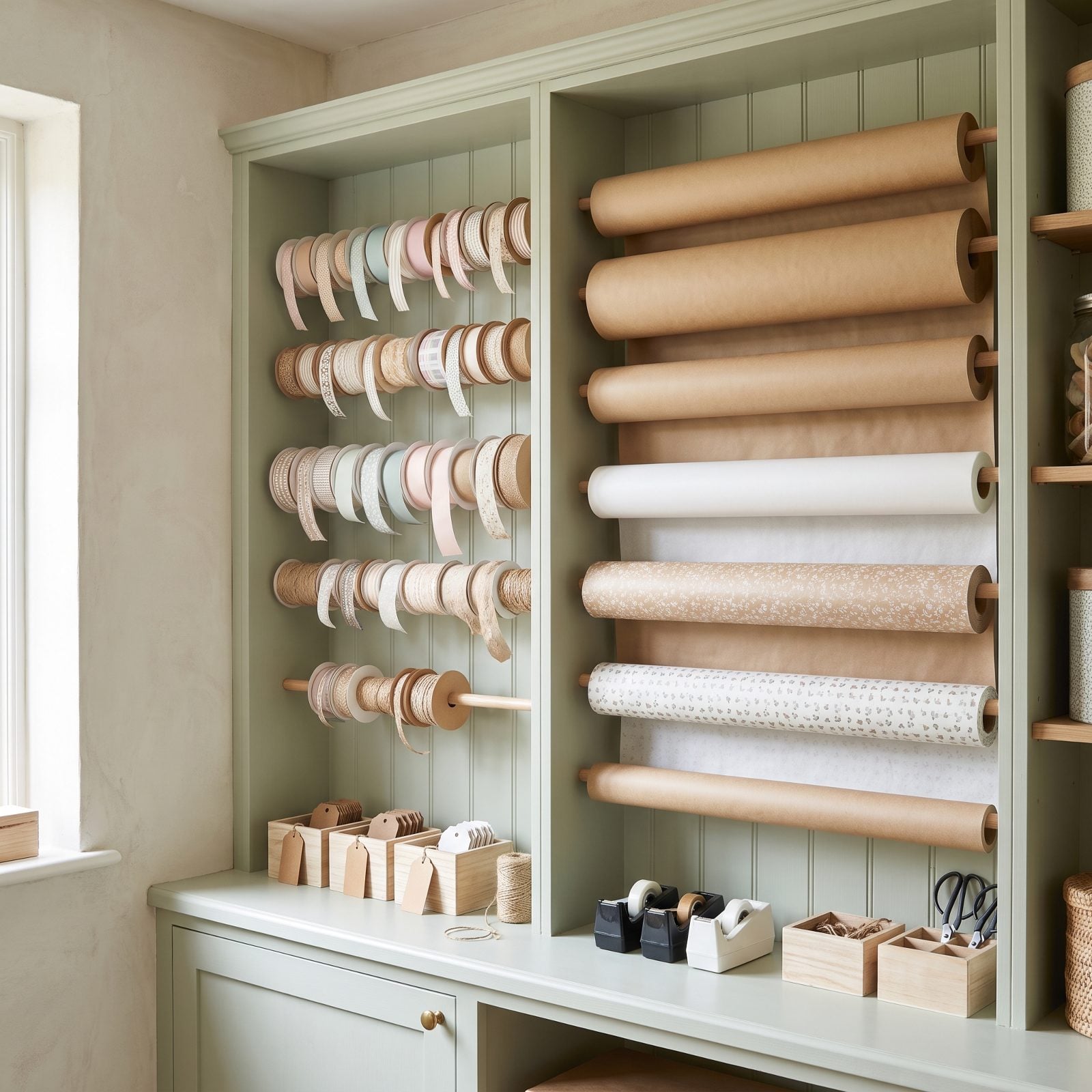 A Craft Room Wall Turned Wrapping Station