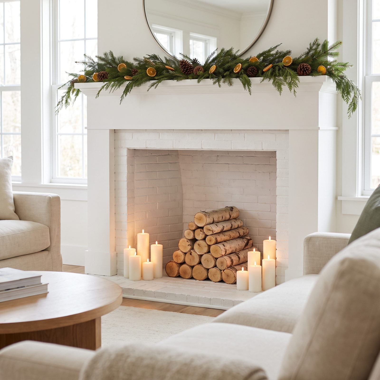 Create a Symmetrical Log-and-Candle Display in the Firebox