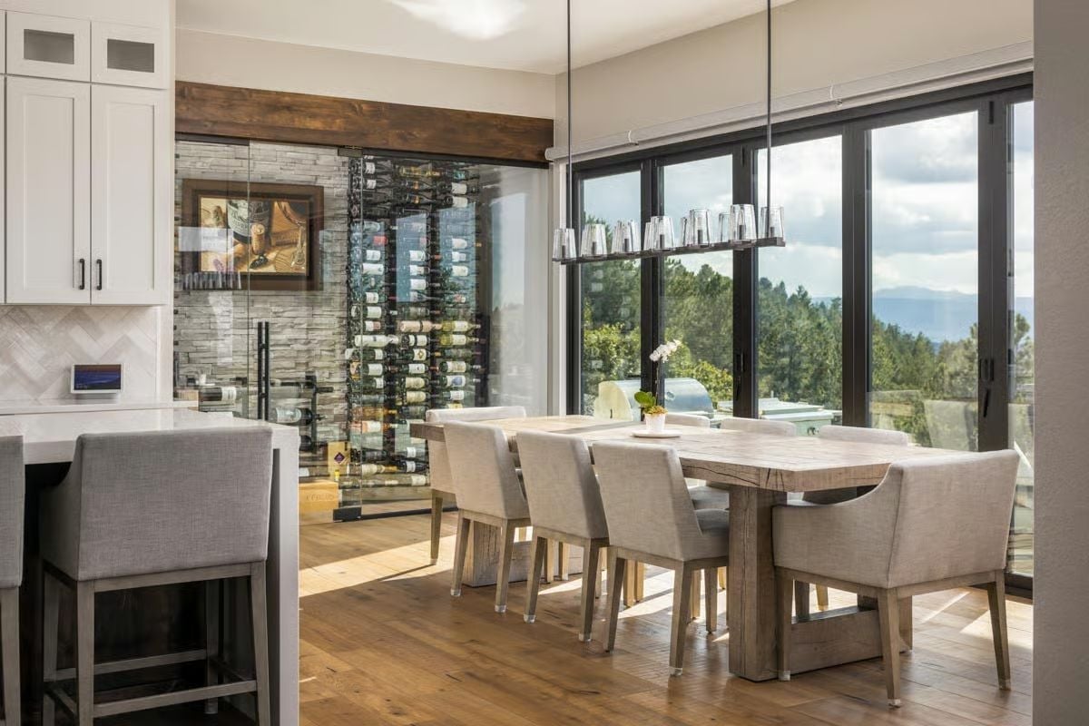 Glass Wine Cellar Off the Dining Room Is Doing a Lot of Heavy Lifting