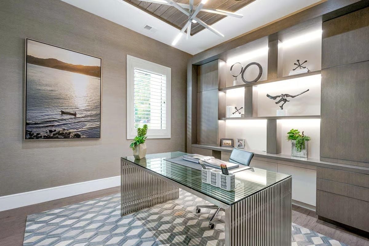 Chrome-Ribbed Desk Steals the Room Before You Even Sit Down
