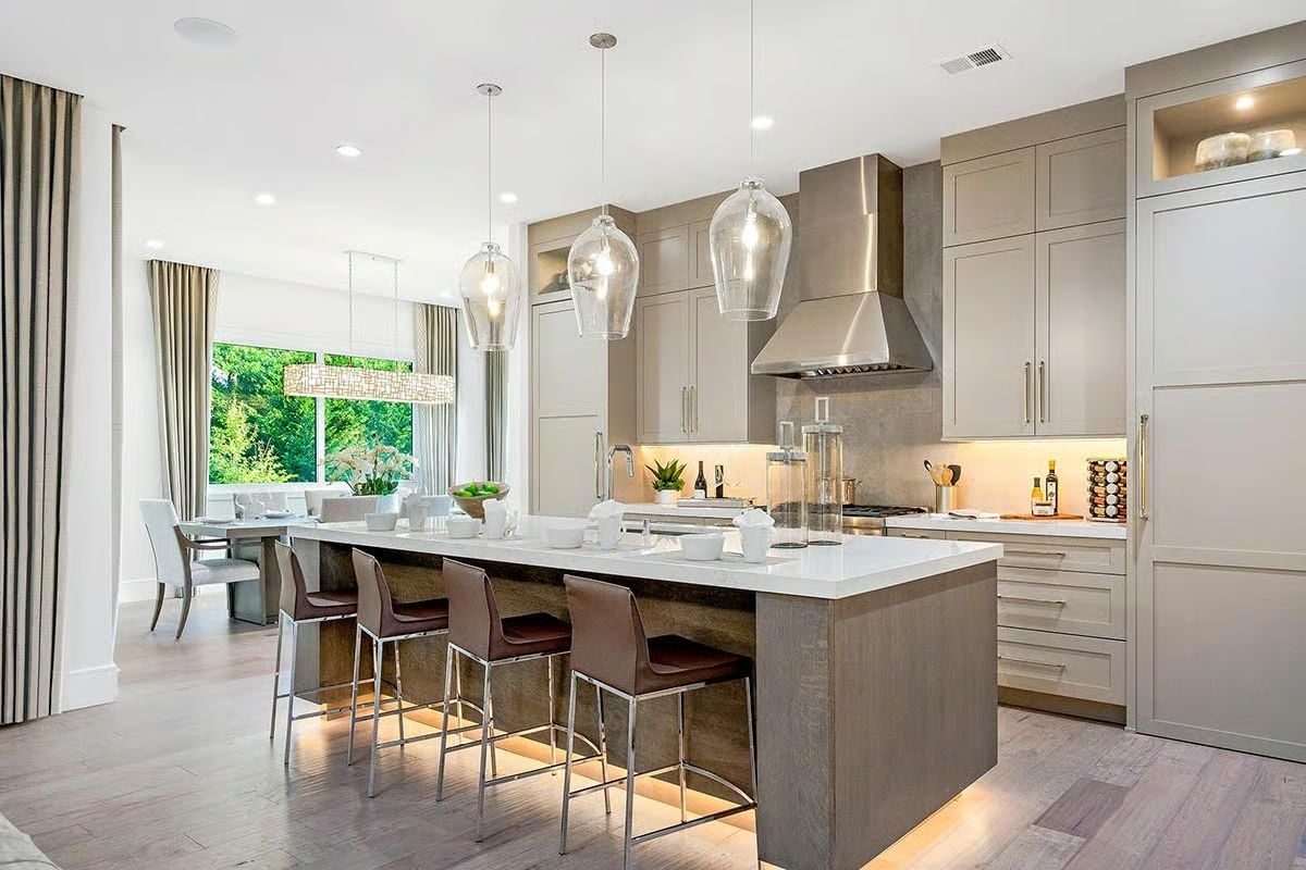 Pendant Lighting Does Something Unexpected Over This Kitchen Island